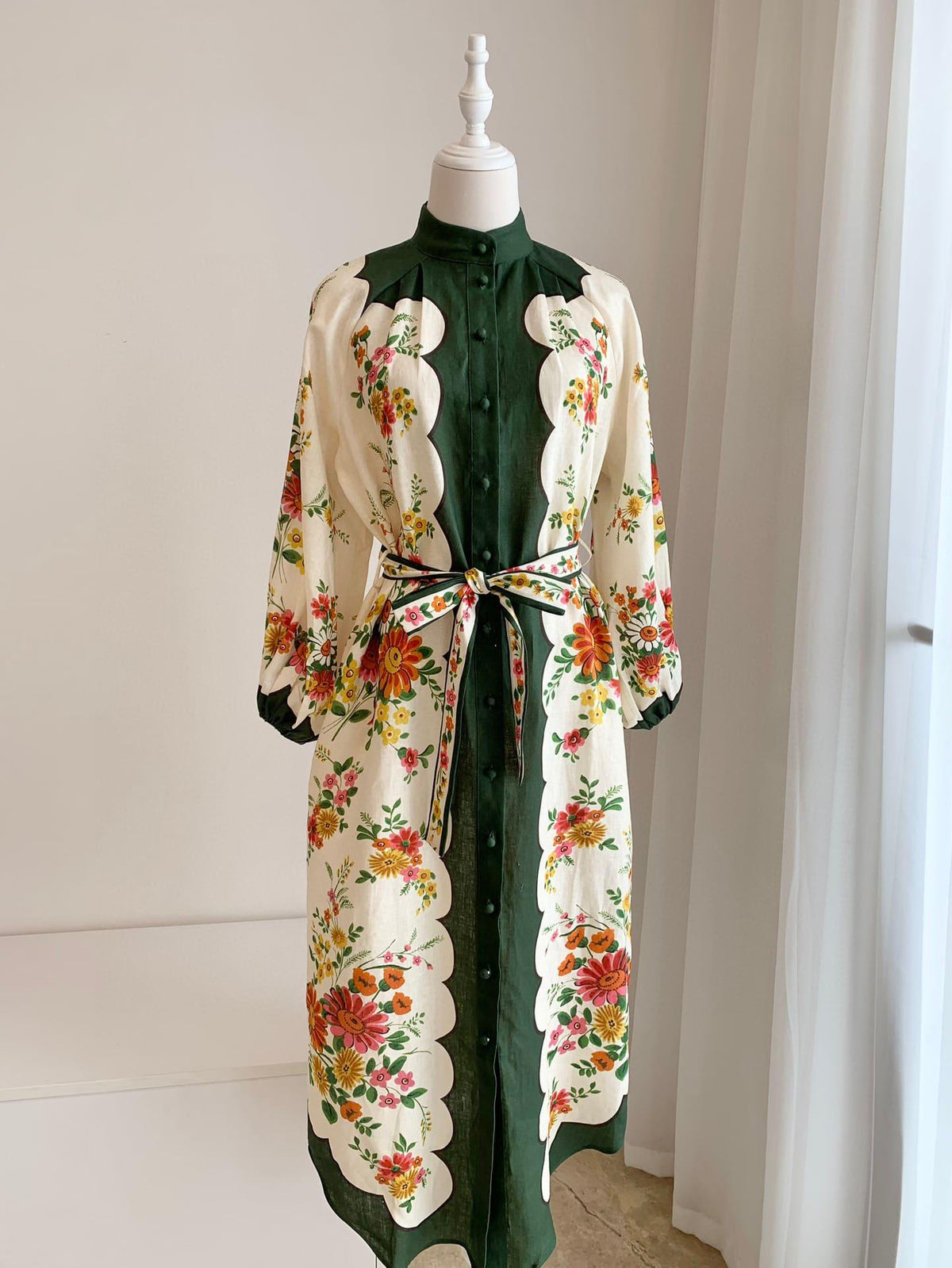 Radiant Green & Yellow Print Linen Maxi Dress | Alemais™ - EnerChic