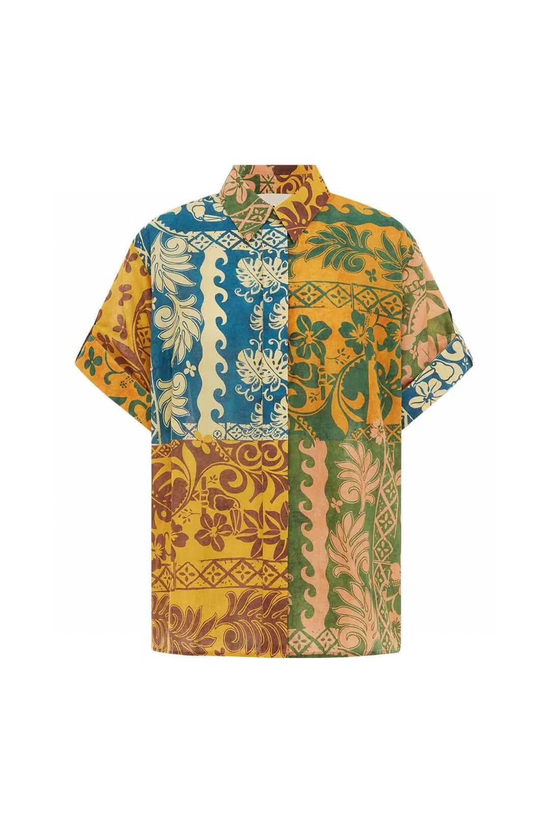 Vacation Linen Print shirt suit 2 piece set | EnerChic™ - EnerChic